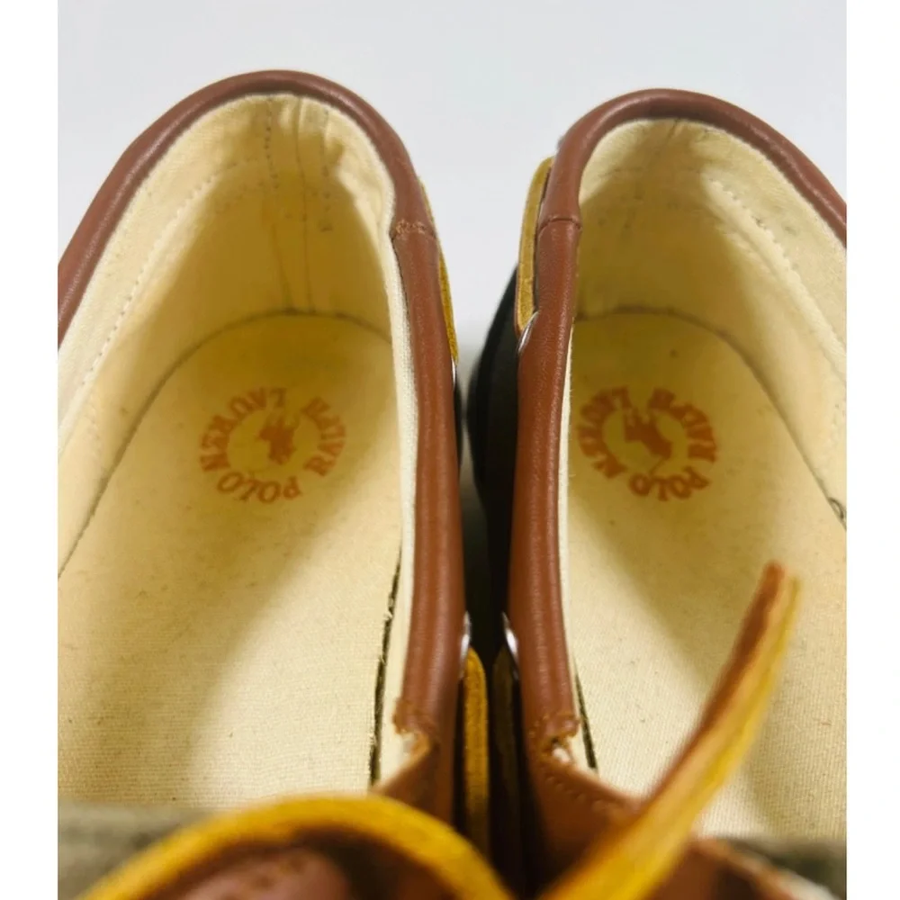 Polo Ralph Lauren Rylander Shoes Men SZ 10 Green Canvas Boat Shoe Preppy Classic